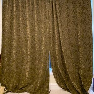 2Pottery Barn curtains/drapes thick cotton-blend jacquard/tapestry-pattern green